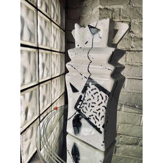 Black 1980s Memphis Black and White Pottery Vase by Rosalyn Tyge For Sale - Image 8 of 10