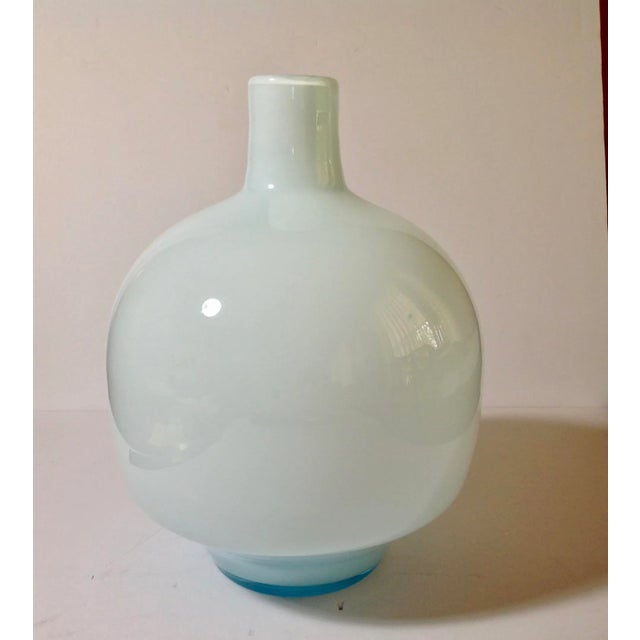 White 1970s Cased Glass White With Tourquoise Vase For Sale - Image 8 of 8