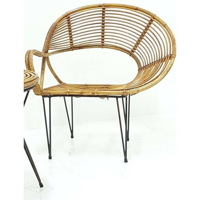 Mid-Century Modern Bamboo Lounge Chairs and Table by Janine Abraham & Dirk Jan Rol, 1950s, Set of 3 For Sale - Image 3 of 8