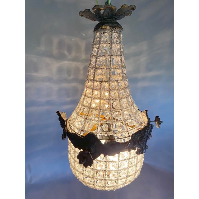 1960s 1960s French Louis XVI Charcoal Bronze Chandelier For Sale - Image 5 of 17