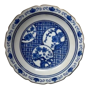 Mid Century Chinoiserie Small Blue / White Cherry Blossom Plate