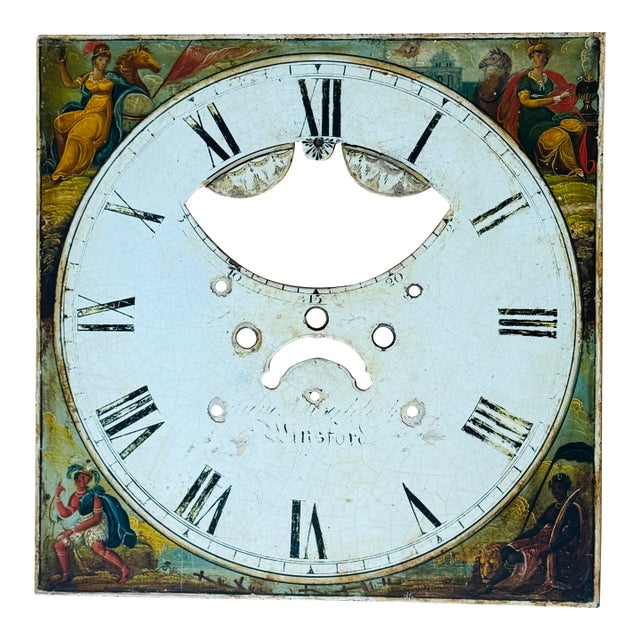 Georgian Hand Painted Four Continents Clock Dial Four - Winsford Cheshire Circa 1800 For Sale