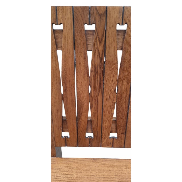 Brown Oak Benches with Backrests, 1960s, Set of 2 For Sale - Image 8 of 13