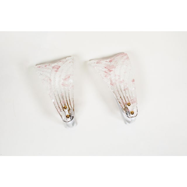 Italian Foglio Wall Lamps in Murano Glass, 1980s, Set of 2 For Sale - Image 3 of 9