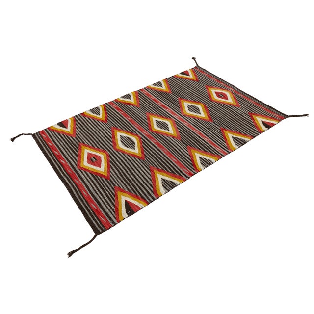 Modern Navajo Inspired Wool Accent Rug in Crimson, Gold, and Charcoal 3x5 For Sale In New York - Image 6 of 8