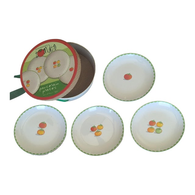 Vintage Tomato Themed Porcelain Plates by Boston Warehouse For Sale