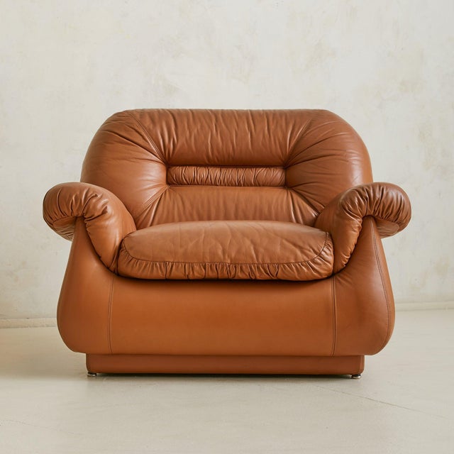 Italian Cognac Leather Lounge Chair, 1960s - 2 Available For Sale - Image 15 of 18