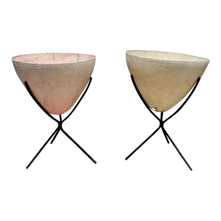 1950s Modern Kimball Aged Fiberglass Bullet Cone Planter Set Chairish