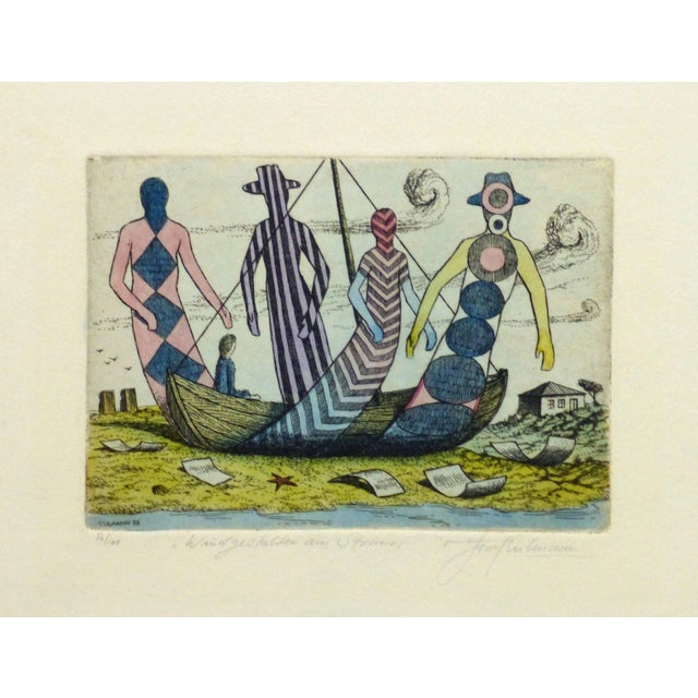 Otfried Culmann, Vintage Aquatint Etching - the Strand For Sale
