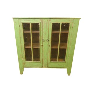 Antique Primitive Rustic Green Pie Safe Chest For Sale
