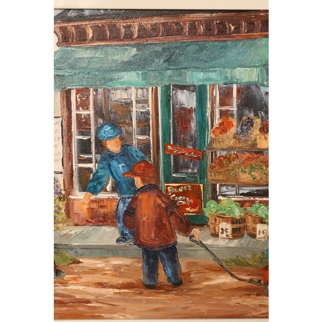 Aline Brochu Oil Painting, 'Rendez-Vous à L'Epicerie' For Sale - Image 12 of 18