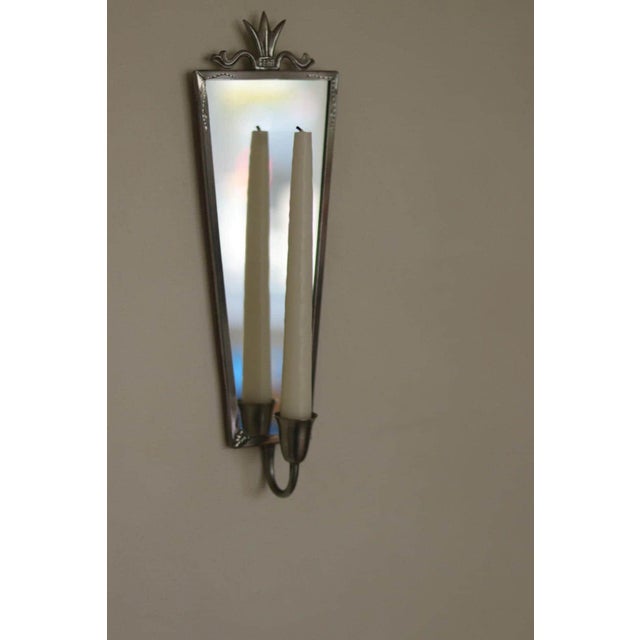 Mid-Century Swedish Pewter Sconces with Mirrors, Set of 2 For Sale - Image 12 of 18