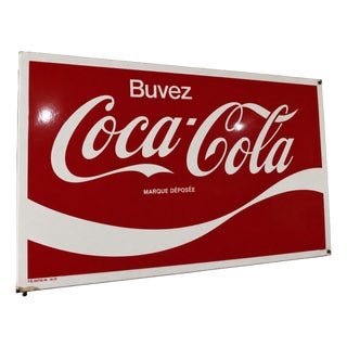 Enamel Coca Cola Sign, 1960s For Sale