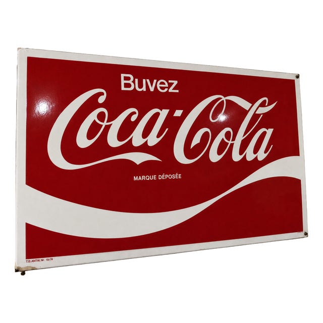 Enamel Coca Cola Sign, 1960s For Sale