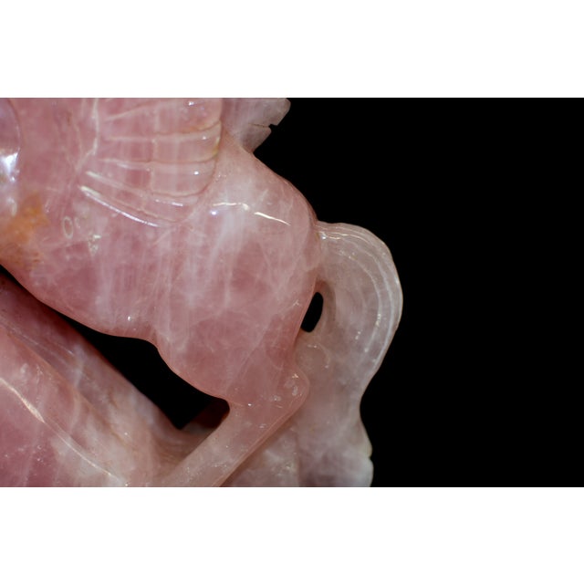 Natural Rose Quartz Pegasus Flying Horse Pink Gemstone For Sale - Image 12 of 13