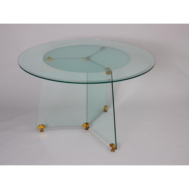 Glass and Brass Circular Table, 1970s For Sale - Image 4 of 9