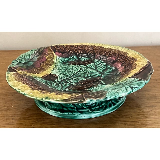 Antique European Begonia Leaf Footed Compote For Sale In San Francisco - Image 6 of 11