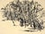 Forest Landscape in Sumi Ink on Paper High contrast abstracted landscape by an unknown artist "Shmitt" (20th Century). The...