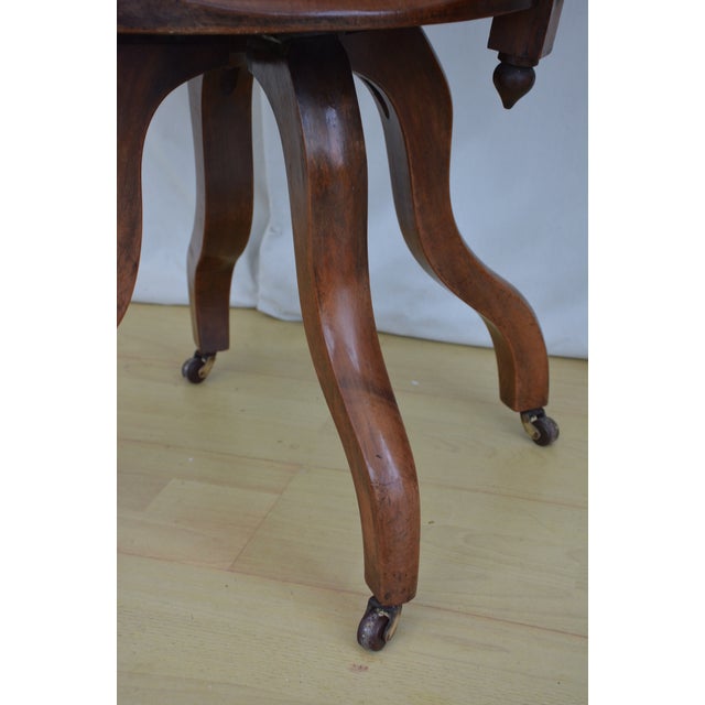 Aesthetic Movement Walnut Swivel Desk Chair, England, 1880s For Sale - Image 10 of 18