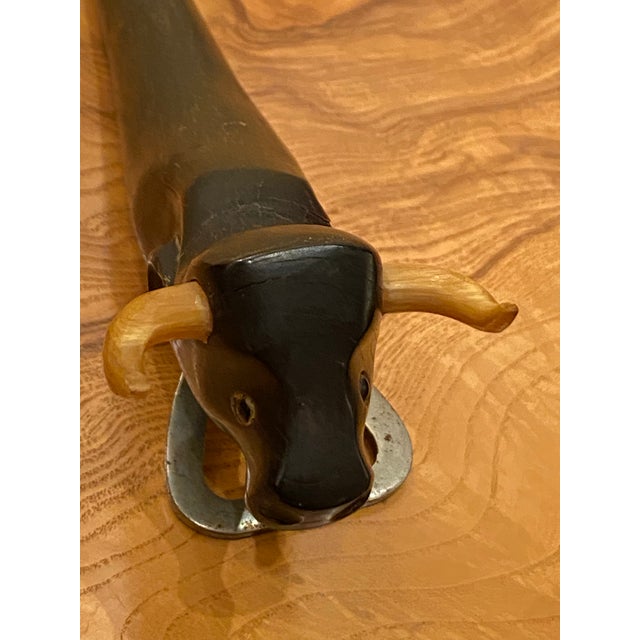 1950s Professional Bottle Opener - Handmade From Horn and Inox in the Shape of a Bull Head For Sale - Image 9 of 12