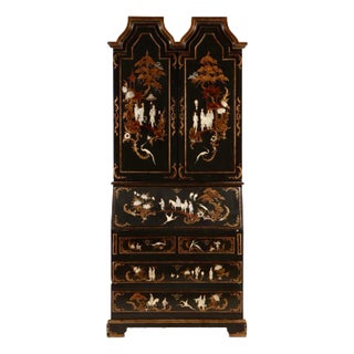 Chinoiserie Secretary Desk Two Piece For Sale