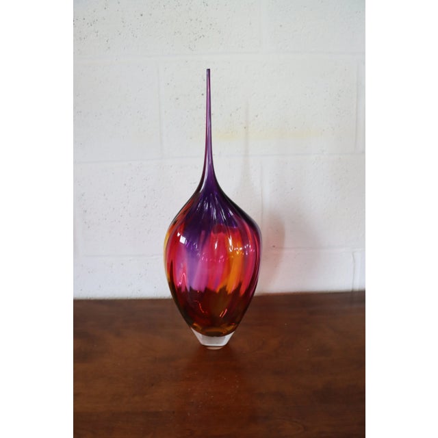 Fuchsia & Amber Art Glass Vase For Sale In Philadelphia - Image 6 of 8