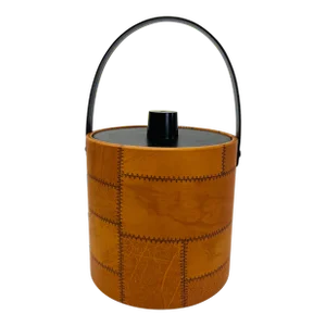 Vintage 1970s Vinyl Patchwork Style Handled Ice Bucket
