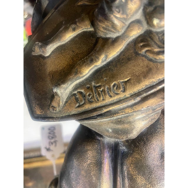 Early 19th Century Figural Bronze and Gilt Statue by Pierre Louise Deltrier Clock by Ansonia New Haven For Sale - Image 12 of 12