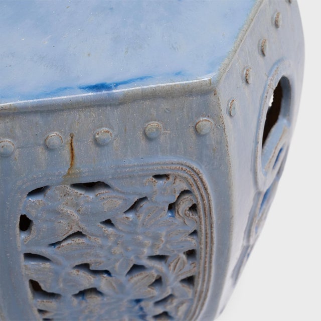 Chinese Periwinkle Peony Garden Stool For Sale - Image 4 of 5