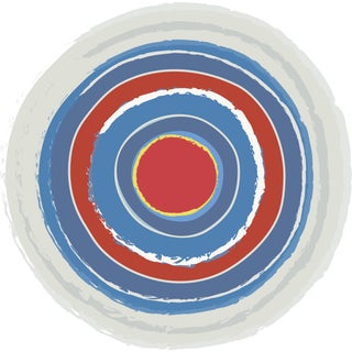 "Circles in Blue and Red" Contemporary Fine Art Print by Melinda Cox 24" X 24" For Sale