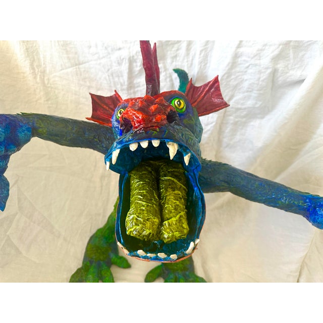 Whimsical Paper Mache' Dragon Sculpture by Artist James C. Osterberg For Sale In Palm Springs - Image 6 of 11