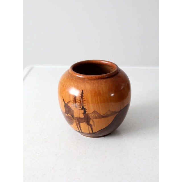 Mid 20th Century Vintage Southwestern Wood Vase For Sale - Image 5 of 8