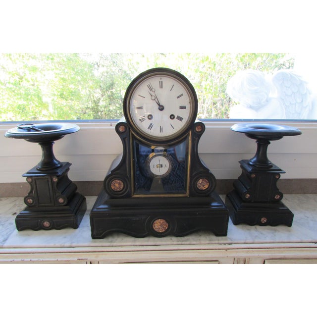 Napoleon III Mantelpiece Set of Clock and Cassolettes, Set of 3 For Sale - Image 13 of 13