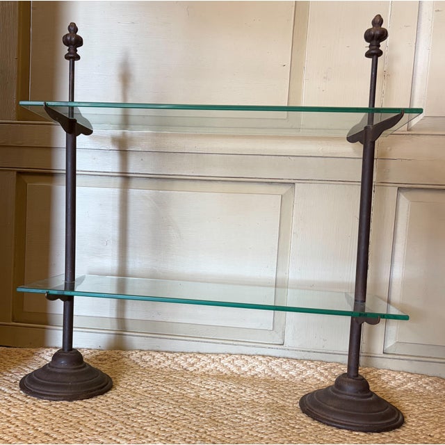French 1980s Cast Iron and Glass Freestanding Bistro Shelf For Sale - Image 3 of 9