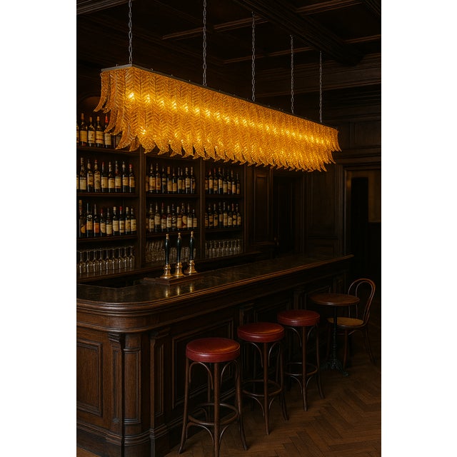 2020s Monumental Rectangular Amber “Felci” Murano Glass Chandelier For Sale - Image 5 of 5