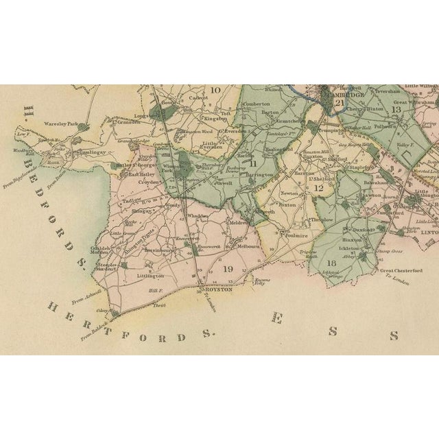Paper Antique Map of Cambridgeshire with Ely Cathedral by Greenwood, 1834 For Sale - Image 7 of 12