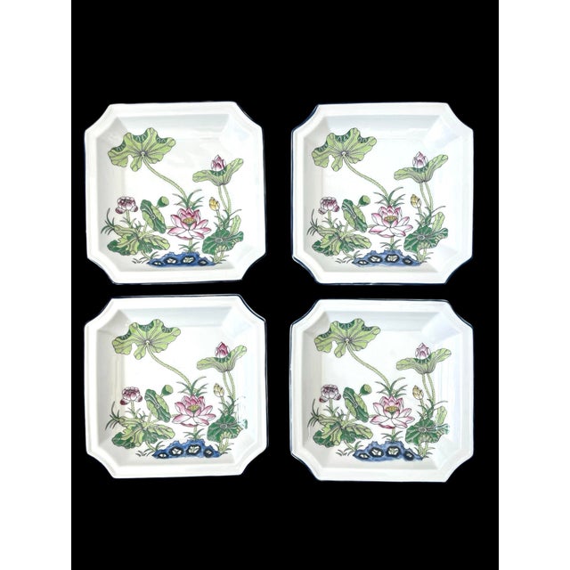 Andrea by Sadek Japan Octagonal Plates Water Lily Chinoiserie Set Of 4 is a beautifully crafted set of collector plates...
