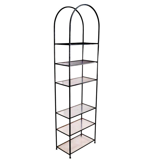 Arthur Umanoff Mid Century Wrought Iron Arched Top Etagere Shelf C. 1950's For Sale - Image 4 of 13