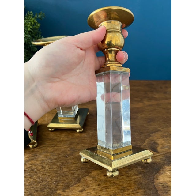 1960’s Brass & Lucite Candlestick Holders Set of 3 For Sale - Image 16 of 18