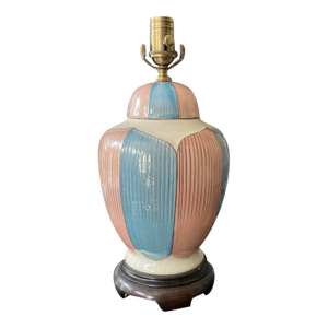 Vintage Blue and Pink Wildwood Ginger Jar Lamp