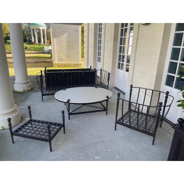 Contemporary Montecito Outside Oval Cocktail Table in Bronze Finish by Michael Taylor For Sale - Image 3 of 4