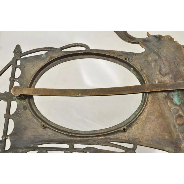 Antique French Renaissance Style Brass Oval Picture Frame With Ship and Cherub For Sale - Image 9 of 12