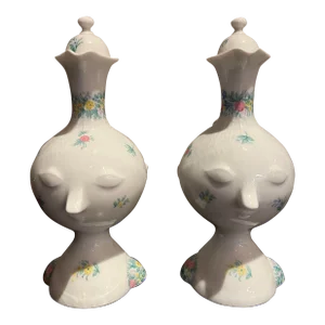 Mid 20th Century Danish Modern Bjorn Wiinblad for Rosenthal China Pair of Cruets