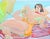 Late 20th Century Large Pop Art Modernist Oil Painting of Two Sun Bathers at the Beach For Sale - Image 5 of 6