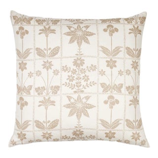 Schumacher Georgia Wildflowers Pillow 22" x 22" in Neutral For Sale