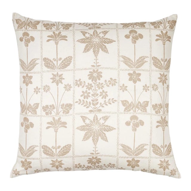 Schumacher Georgia Wildflowers Pillow 22" x 22" in Neutral For Sale