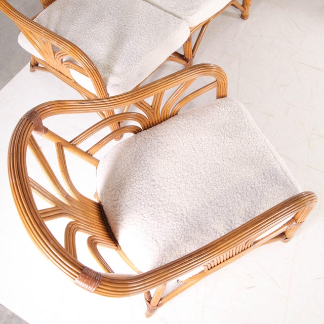 Floral Palm Rattan Lounge Set, 1970s, Set of 3 For Sale - Image 6 of 15