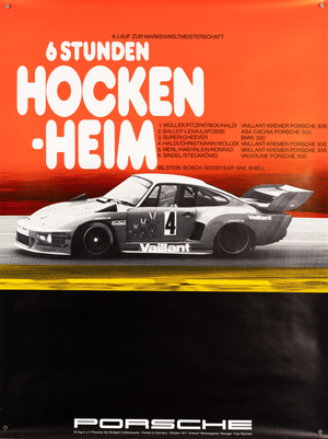 Porsche 6 Hours of Hockenheim Motorsport Poster by Erich Strenger, 1977