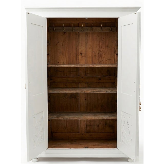 Two-Door Wardrobe with Floral Carved Details For Sale - Image 3 of 5