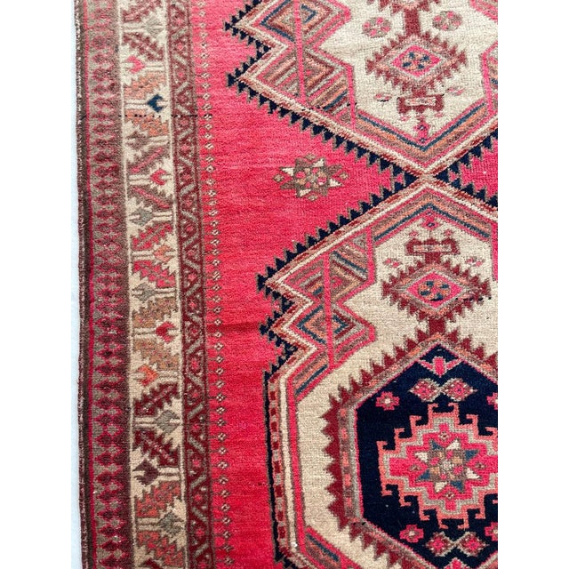 Vintage Persian Runner MAGENTA Pink, Copper Indigo Purple Rug 3.7 x 10.3 For Sale - Image 10 of 12